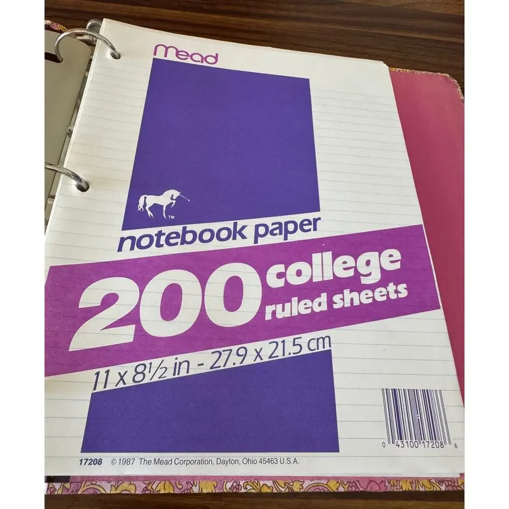 Vintage ‘80s Treasures of Truth Binder w/ Mead College Ruled Sheets of Paper